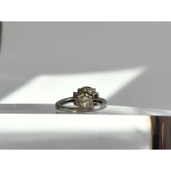 Citrine Semi-Precious Gemstone + CZ Framed 925 Sterling Silver Vintage Ring sz 8 - Picture 2 of 13